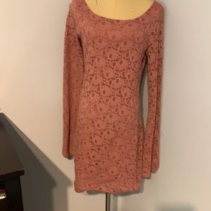 Pink cotton lace mini dress